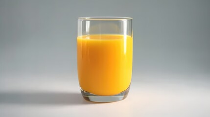 Glass of orange juice on white background.