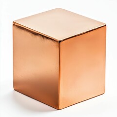 Shiny copper cube, metallic, smooth surface.