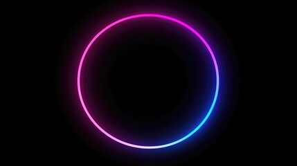 Glowing neon circle on black background.