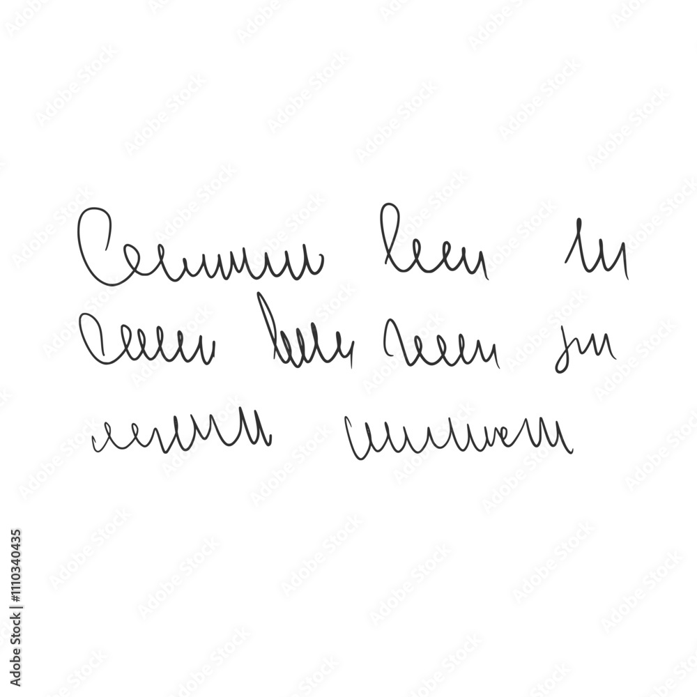 Poster handwritten scribble unreadable message. freehand text letter note isolated on white background. ill