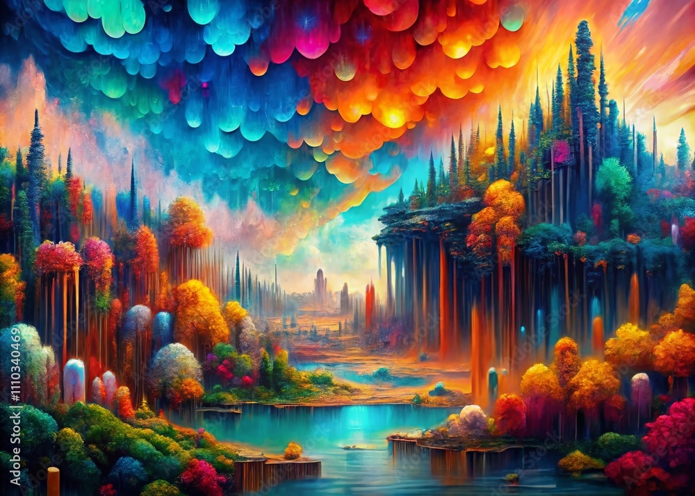 Aufkleber intricate macro photography of generative art ai, abstract paintings, and the machine learning creat