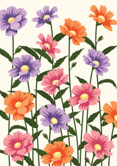 Daisy colorful flower background.Eps 10 vector.