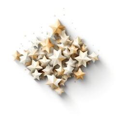 Gold and white 3D stars cluster.