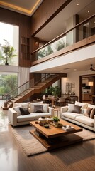 Fototapeta premium interior large luxury house large living space 