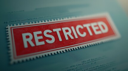 A prominent "RESTRICTED" label stands out on a document, indicating limited access or confidential information.