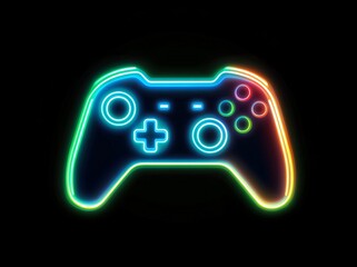 Colorful neon game controller design for mockup and digital art projects