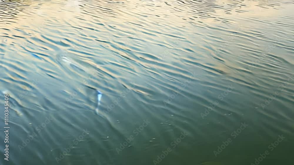 Poster timelapse video of ripples forming on a lake from gentle wind currents with zoom in and soft lightin