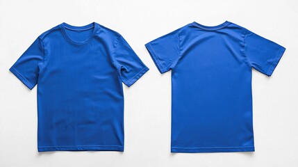 Royal blue t-shirt mockup displayed from front and back on a clean white background