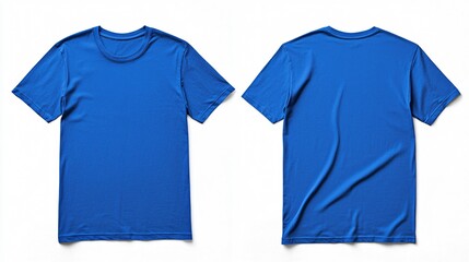 Royal blue t-shirt mockup displayed from front and back on clean white background