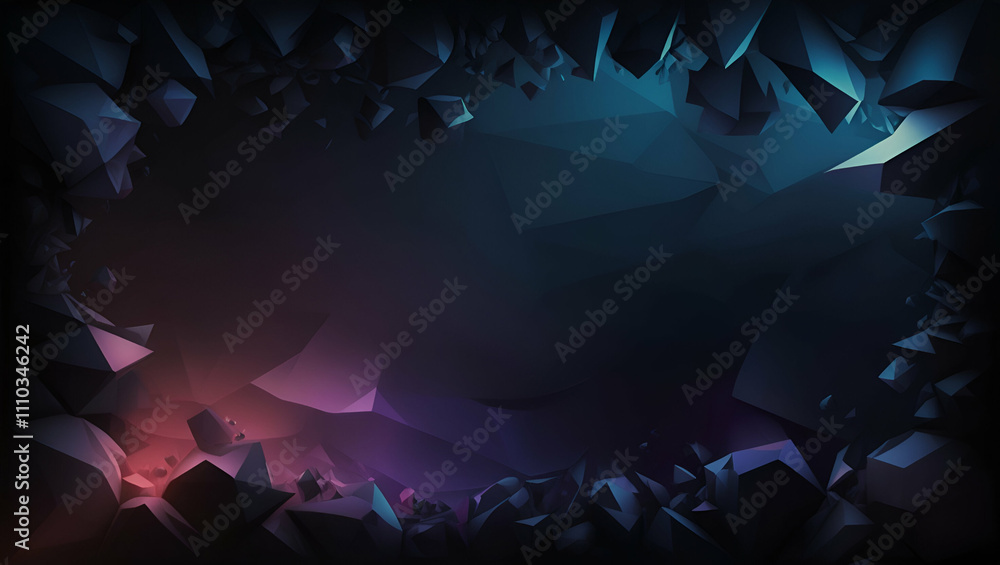 Poster a sleek dark abstract background featuring sharp polygonal shapes and subtle gradients for a modern 
