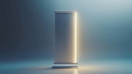 Illuminated Roll Up Banner Stand Mockup:  Modern Minimalist Design for Presentation and Advertising