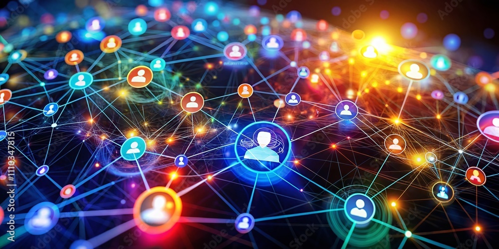 Poster macro photography capturing the intricate details of digital connectivity and interaction in social 