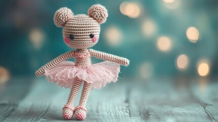 Delicate Pink Ballerina Doll in Crochet Tutu