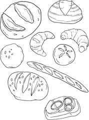 Bread food sketch separated on white. Vector drawing of White, usually known in Europe, America. Food illustration series.