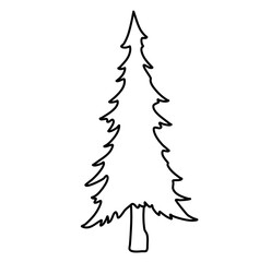Winter pine tree line art 