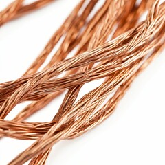 Copper wires, intertwined, close-up, bright, shiny.