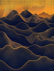 Mountain and gold line art abstract background vector. Luxury wallpaper design for wall art and home decoration background, canvas prints, banner, Natural wallpaper and fabric.