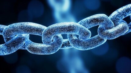 Glowing Blue Chain Link Network Abstract Background