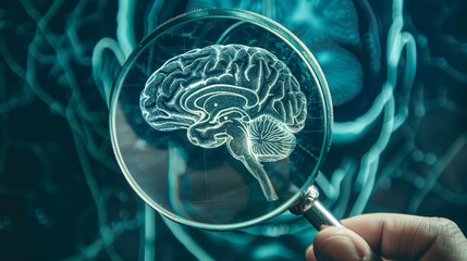 Cognitive Problem and Brain Diseases Concept, Featuring a Magnified View of Brain Activity, Symbolizing Neurodegenerative Disorders, Mental Health Issues, and Cognitive Impairment.