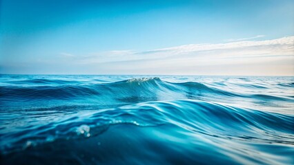 Fototapeta premium Minimalist Ocean Wave Art in Tranquil Blue Color Palette for Stunning Graphic Design Headers
