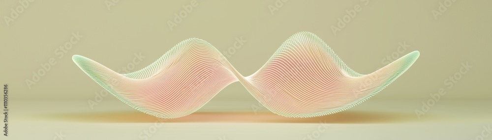 Poster mustache wave, a minimalist design featuring two curved, translucent forms with a soft pink hue rest