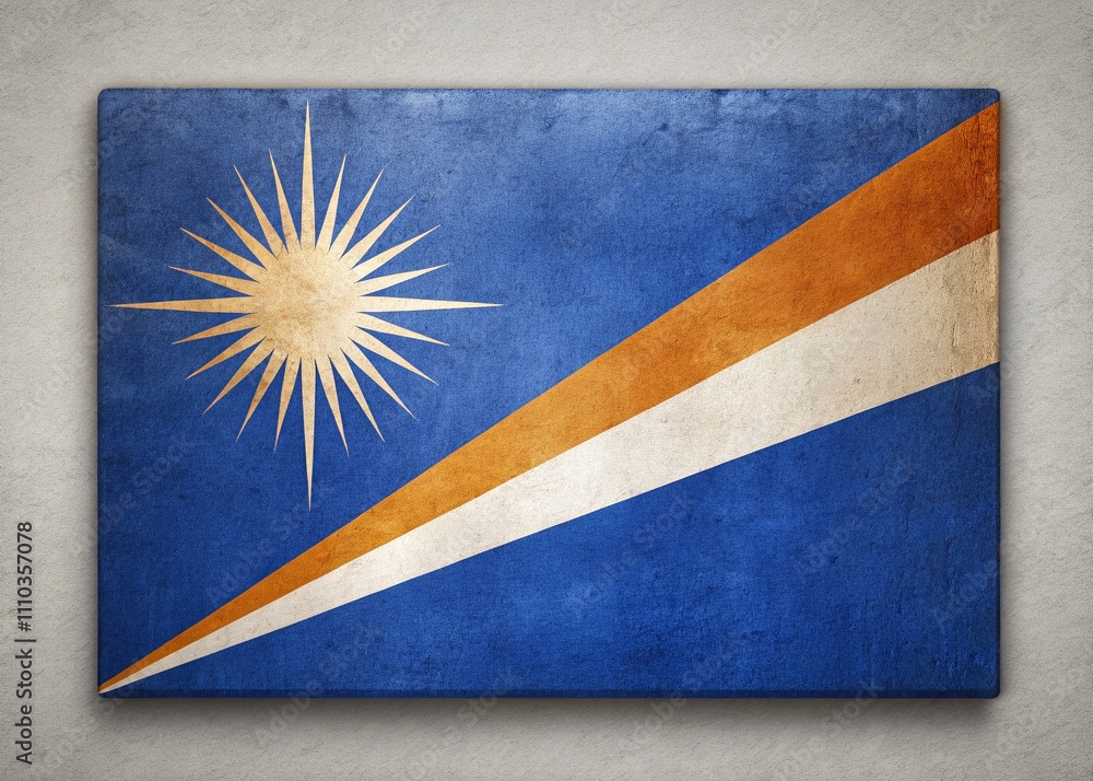 Poster minimalist representation of the marshall islands flag with clean lines and bold colors for design a