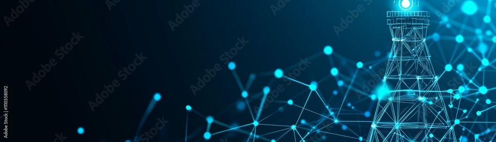 Poster global network digital technology communication tower abstract background
