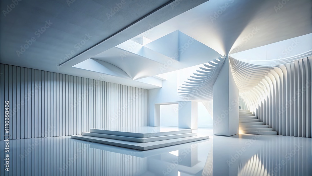 Aufkleber modern abstract 3d architectural background featuring simple white shapes and forms in a contemporar