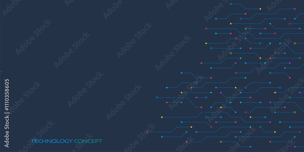 Poster circuit board texture with communication technology concept. creative vector illustration
