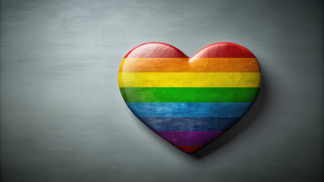 A rainbow heart symbolizing love, equality and diversity in the LGBTQ+ community to celebrate pride month, social media posts and LGBTQ+ advocacy campaigns.