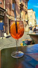 A typical Italian orange drink in a pub in Taormina, Sicily