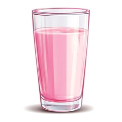 Glass with Pink Milk Isolated on a Transparent Background, Featuring a Smooth, Creamy Texture and a Vibrant Color, Perfect for Refreshing Beverages and Creative Drink Concepts.