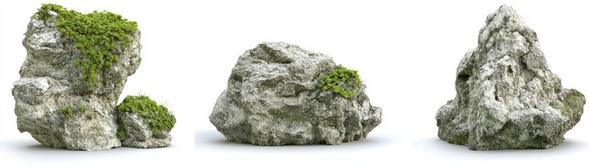 Rocks with Moss  Isolated Stone Textures   D Render