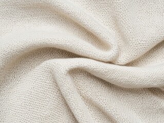 Fototapeta premium cotton, fabric, texture, plain weave, breathable, soft, smooth surface, detailed fibers, white background, minimalist, high resolution, light wrinkles, diagonal pattern, twill, pastel blue, cream colo
