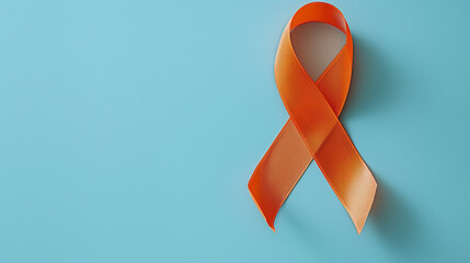 Orange ribbon on blue background for Self-Injury Awareness Day.
