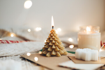 Warm Christmas Ambiance with Candlelight and Decor