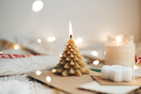 Warm Christmas Ambiance with Candlelight and Decor
