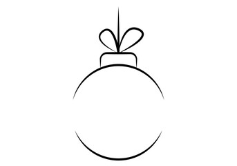 Icono negro de bola de navidad con trazo