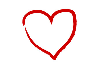 Corazón dibujado con trazo rojo de pincel