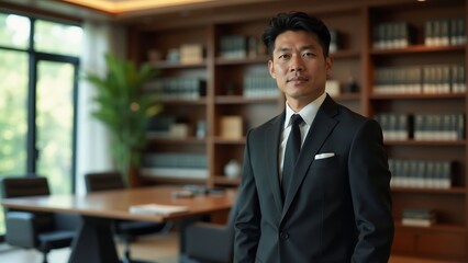 Fototapeta premium Confident Young Lawyer in Modern Office Setting