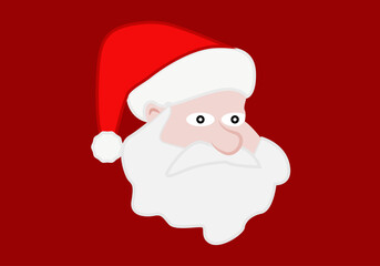 Cabeza de Santa Claus o Papa Noel con barba en fondo rojo 