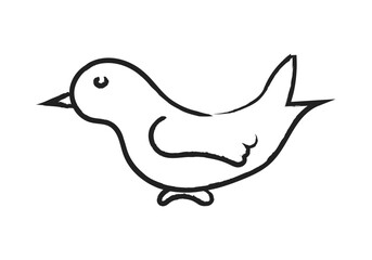 Dibujo de pájaro hecho con trazado negro de pincel