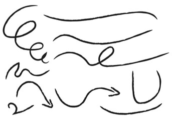 Hoja de iconos de trazo negro de pincel con flechas