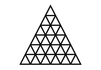 Icono negro de tri&aacute;ngulos apilados formando un tri&aacute;ngulo grande