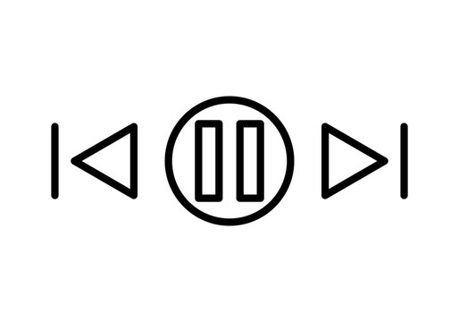 Icono negro de bot&oacute;n de pause o play con adelantar o atrasar