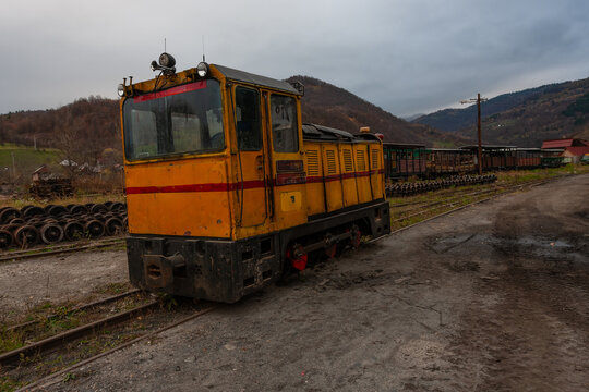 Rustic train and scenic landscape of Maramures, Romania
