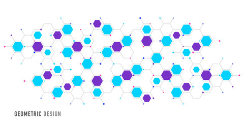Genetic engineering and molecular structure, hexagon DNA network, science chemical and biotechnology concept, innovation technology, healthcare, and medicine design.