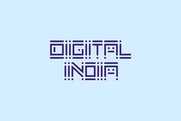 Fototapeta premium Digital India graphic, minimalist design in a pixelated, geometric font. The blue color scheme and clean lines convey a modern and technological aesthetic