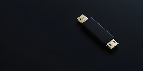 Fototapeta premium Minimalist Black USB Flash Drive on Dark Background
