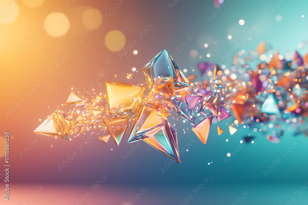 Poster abstract geometric shapes in bright colors create a dynamic visual composition.